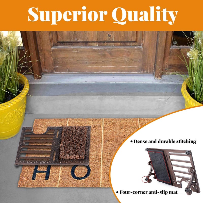 Fudontte Cast Iron Boot Brush Scraper Outdoor, Heavy Duty Boot Scrubber Brush with Angled Design, Vintage Rustic Boot Scrapers with Brushes Outdoor for Outdoor, Porch, Entryway - Image 5
